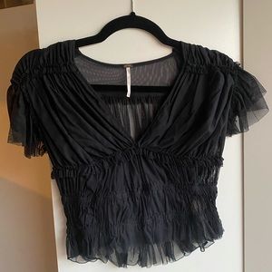 Free People Sheer Black Crop Top